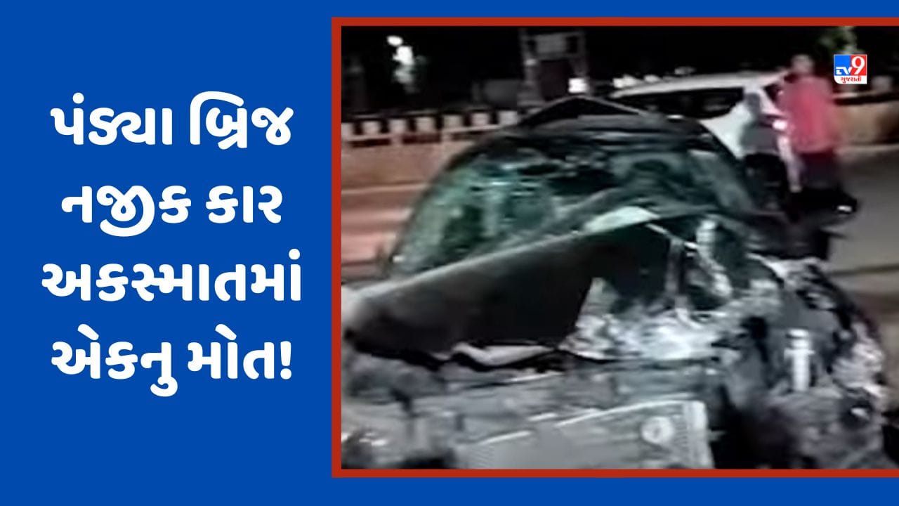 Vadodara accident વડોદરાના પંડ્યા બ્રિજ નજીક પૂરઝડપે દોડતી કારના