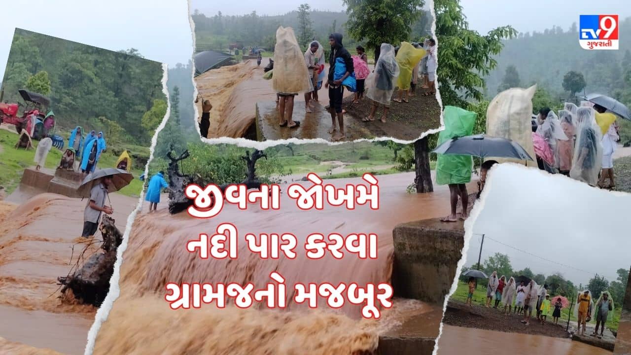 Rain News : વલસાડમાં જીવના જોખમે નદી પાર કરી વાલીઓ બાળકોને મોકલી રહ્યા છે શાળાએ, જુઓ Video
