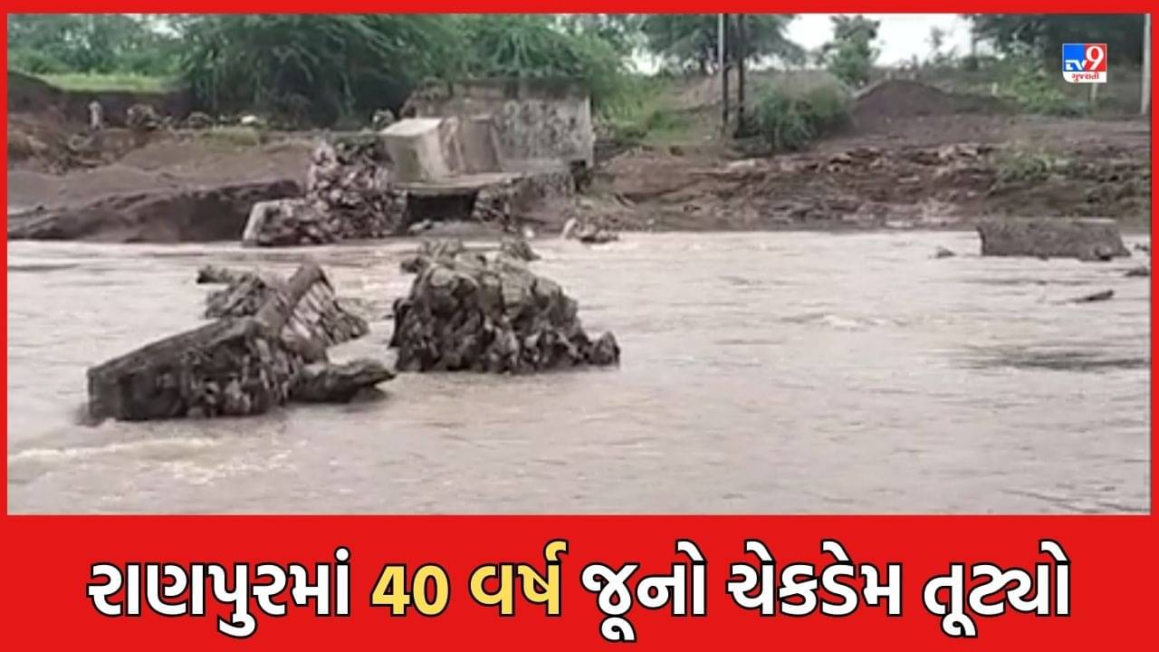 Botad: રાણપુરના ઉમરાળા ગામે વરસાદે સર્જી તારાજી, ગોમા નદી પર આવેલો ચેકડેમ તૂટ્યો- જુઓ Video