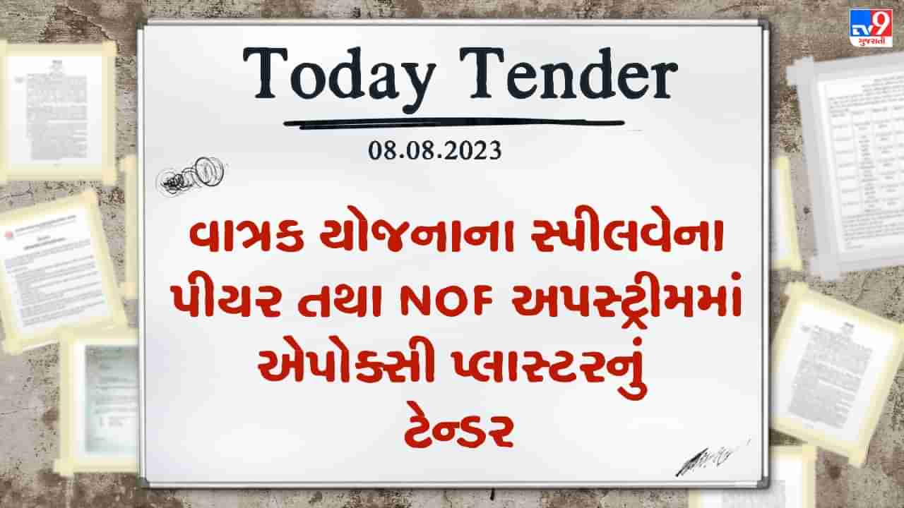 Tender Today : વાત્રક યોજનાના સ્પીલવેના પીયર તથા NOF અપસ્ટ્રીમમાં એપોક્સી પ્લાસ્ટર તથા કોન્કેટ કરવાનું ટેન્ડર જાહેર