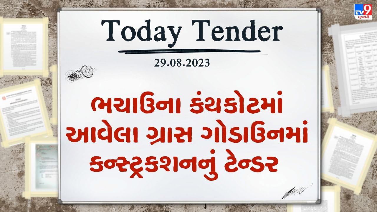 Tender Today : ભચાઉના કંથકોટમાં આવેલા ગ્રાસ ગોડાઉનમાં કન્સ્ટ્રકશનના કામ માટે લાખો રુપિયાનું ટેન્ડર જાહેર