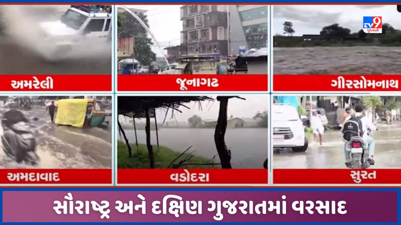 Gujarat Rain: સુરત અને અમદાવાદ સહિત રાજ્યમાં સાર્વત્રિક વરસાદ, સૌરાષ્ટ્ર, દક્ષિણ ગુજરાતમાં હળવાથી ભારે વરસાદી ઝાપટાં, જુઓ Video