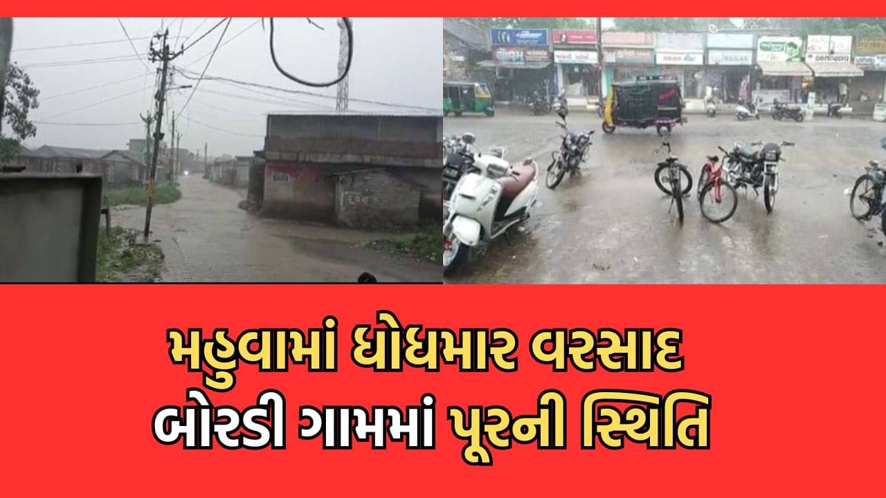 Rain Video: ભાવનગરના મહુવા પંથકમાં ધોધમાર વરસાદ, બોરડી, સેંદરડા, રાજાવદર, કાકીડી સહિતના ગામોમાં પૂરની સ્થિતિ