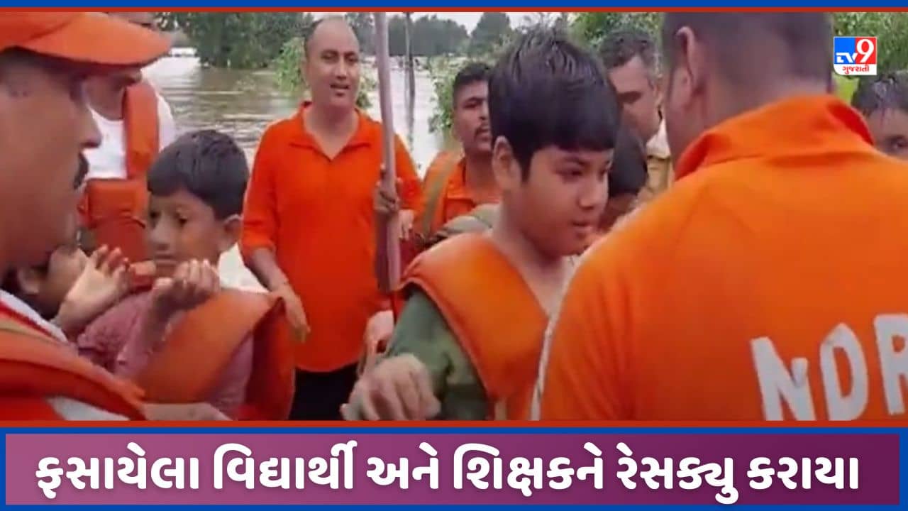 Narmada: પ્રાથમિક શાળામાં વિદ્યાર્થીઓ અને શિક્ષક નર્મદાનો પ્રવાહ વધતા ફસાયા, NDRFએ રેસક્યુ કરી બહાર નિકાળ્યા, જુઓ Video