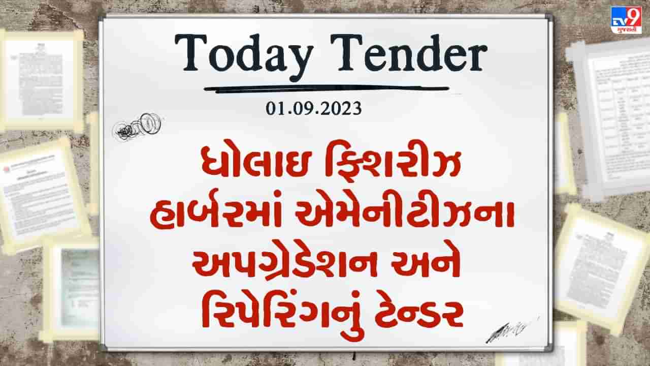 Tender Today : ધોલાઇ ફિશરીઝ હાર્બરમાં એમેનીટીઝના અપગ્રેડેશન અને રિપેરિંગ થશે, મત્સ્યોધ્યોગ વિભાગ દ્વારા કરોડો રુપિયાનું ટેન્ડર જાહેર