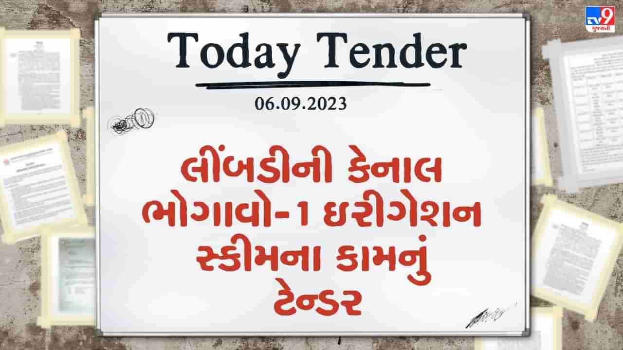 Tender Today : લીંબડીની કેનાલ ભોગાવો-1 ઇરીગેશન સ્કીમના કામ માટે લાખો રુપિયાનું ટેન્ડર જાહેર