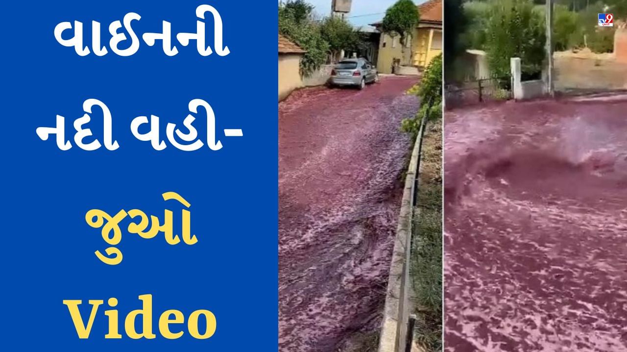 Shocking viral video : રસ્તા પર અચાનક વાઈનનું પૂર વહેવા લાગ્યું, બચવા માટે એલર્ટ જાહેર કરવું પડ્યું-watch video