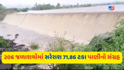 Monsoon 2023 : ગુજરાતના કુલ 206 જળાશયોમાં સરેરાશ 71.86 ટકા પાણીનો સંગ્રહ, કુલ 88 ડેમ પર હાઇએલર્ટ પર, જૂઓ Video