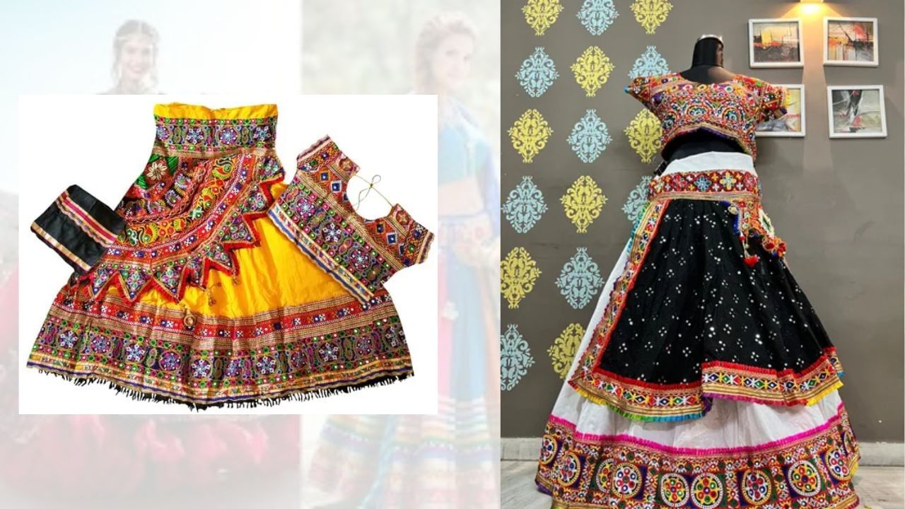 ડબલ ઘેર ચોલી પણ આપશે શાનદાર લુક- તમે ડબલ ઘેર ચોલી પહેરીને ગરબા રમવા જઇ શકો છો. ડબલ ઘેર ચોલી આજકાલ તમામ યુવતીઓ અને મહિલાઓની પ્રથમ પસંદગી બની ગઈ છે. ડબલ ઘેર ચોલી પસંદ કરવા પાછળનું સૌથી મોટું કારણ એ છે કે જ્યારે તમે ફરતા હોવ ત્યારે રંગબેરંગી ઘેર ખુબ સુંદર દેખાય છે.