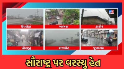 Rain Video: સૌરાષ્ટ્રમાં સાર્વત્રિક મેઘ મહેર, રાજકોટ, અમરેલી, જૂનાગઢમાં વરસાદી ઝાપટાં, ખેડૂતોમાં હર્ષની હેલી