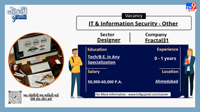 આ નોકરી વિશેની વધુ માહિતી મેળવવા માટે પોસ્ટરમાં નીચે આપેલા બારકોડને સ્કેન કરો