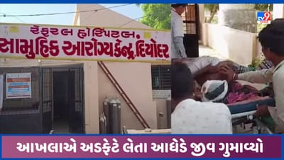 Banaskantha: દિયોદરમાં આખલાએ 2 વ્યક્તિને અડફેટે લીધા, સારવાર દરમિયાન એકનું મોત, જુઓ Video Banaskantha: દિયોદરમાં આખલાએ 2 વ્યક્તિને અડફેટે લીધા, સારવાર દરમિયાન એકનું મોત, જુઓ Video