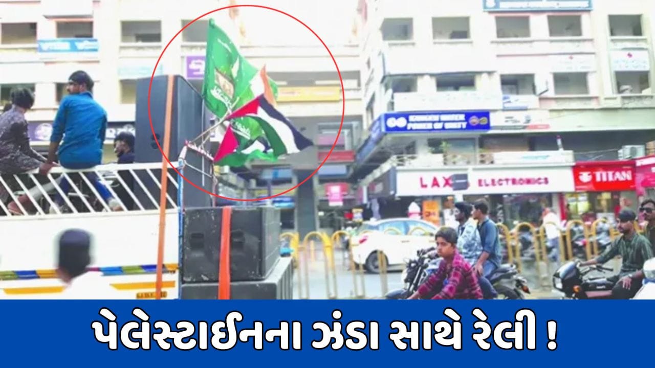જામનગર સમાચાર : પેલેસ્ટાઈનને સમર્થન કરતો વીડિયો આવ્યો સામે, રેલીમાં વિધર્મી યુવકોના વાહન પર જોવા મળ્યો પેલેસ્ટાઈનનો ઝંડો જામનગર સમાચાર : પેલેસ્ટાઈનને સમર્થન કરતો વીડિયો આવ્યો સામે, રેલીમાં વિધર્મી યુવકોના વાહન પર જોવા મળ્યો પેલેસ્ટાઈનનો ઝંડો