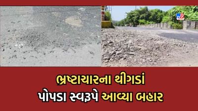 Junagadh: મુખ્યમંત્રીના આગમન સમયે રોડ પર મરાયેલા થીગડાં ચાર જ દિવસમાં પોપડા સ્વરૂપે આવ્યા બહાર- જુઓ Video Junagadh: મુખ્યમંત્રીના આગમન સમયે રોડ પર મરાયેલા થીગડાં ચાર જ દિવસમાં પોપડા સ્વરૂપે આવ્યા બહાર- જુઓ Video
