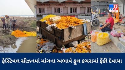 Bharuch Video : માંગના અભાવે સેંકડો કિલો ફૂલ ફેંકી દેવાનો વારો આવ્યો, પાણીના મૂલે પણ ખરીદાર મળતા નથી