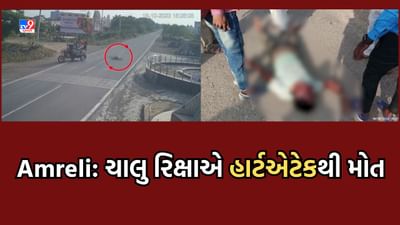 Amreli: બાબરા અમરેલી હાઈવે પર ચાલુ છકડાના ચાલકને આવ્યો હાર્ટ એટેક, ઘટનાના CCTV આવ્યા સામે- Video