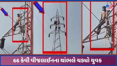 Gandhinagar: હાઈટેન્શન વીજલાઈનના થાંભલે ચડ્યો યુવક, 10 કલાક બાદ સમજાવટથી માંડ ઉતર્યો, જુઓ Video Gandhinagar: હાઈટેન્શન વીજલાઈનના થાંભલે ચડ્યો યુવક, 10 કલાક બાદ સમજાવટથી માંડ ઉતર્યો, જુઓ Video