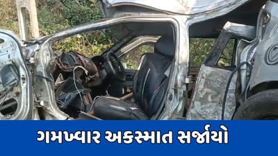 ગાંધીનગર વીડિયો : રાંધેજા પેથાપુર પાસે કાર ચાલકે કાબૂ ગુમાવતા સર્જાયો અકસ્માત , 5 લોકોના મોત