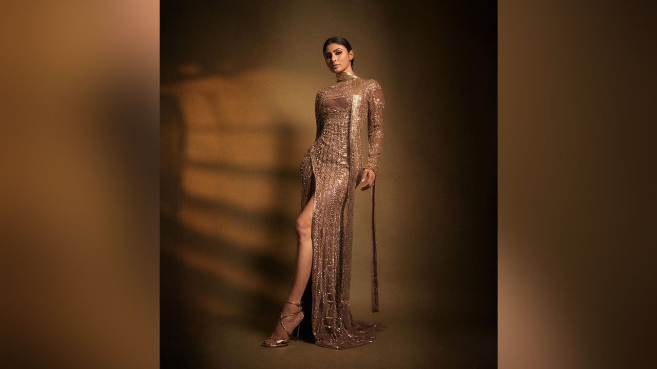 મૌની રોયની આ તસવીરો સોશિયલ મીડિયા પર પણ વાયરલ થઈ રહી છે. તેને ન્યૂડ મેકઅપ સાથે આ લુક કમ્પ્લીટ કર્યો છે. (Image: Instagram)