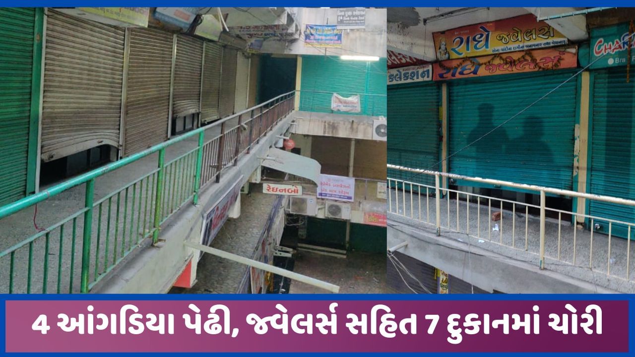 મોડાસામાં તસ્કરોએ 7 દુકાનો નિશાન બનાવી, 4 આંગડીયા પેઢી અને 1 જ્વેલર્સમાં ચોરી