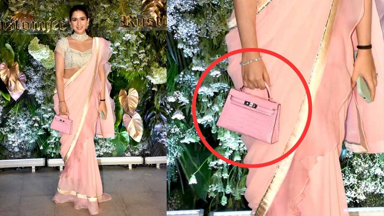 એક પાર્ટી ઈવેન્ટ દરમિયાન રાધિકા 48 લાખની બેગ સાથે જોવા મળી હતી. તેમજ તેણે બેબી પિન્ક કલરની સાડી પહેરી હતી. 
