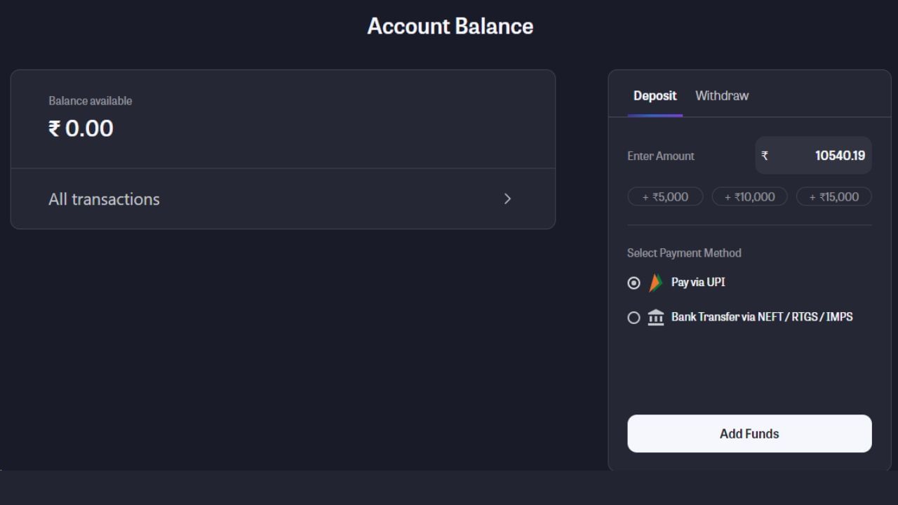 ફંડ એડ કરવા માટે તમે ઓનલાઈન પેમેન્ટ UPI દ્વારા અથવા તો NEFT/RTGS/IMPS દ્વારા બેંક ટ્રાન્સફર કરી શકો છો. જે કંપનીનો IPO નથી આવ્યો તેના પણ શેર ખરીદી શકાય છે, જાણો અનલિસ્ટેડ માર્કેટમાંથી શેર ખરીદવાની સ્ટેપ બાય સ્ટેપ પ્રોસેસ - https://tv9gujarati.com/photo-gallery/stock-market-know-step-by-step-process-of-buying-shares-from-unlisted-market-ipo-news-ipo-update-914324.html