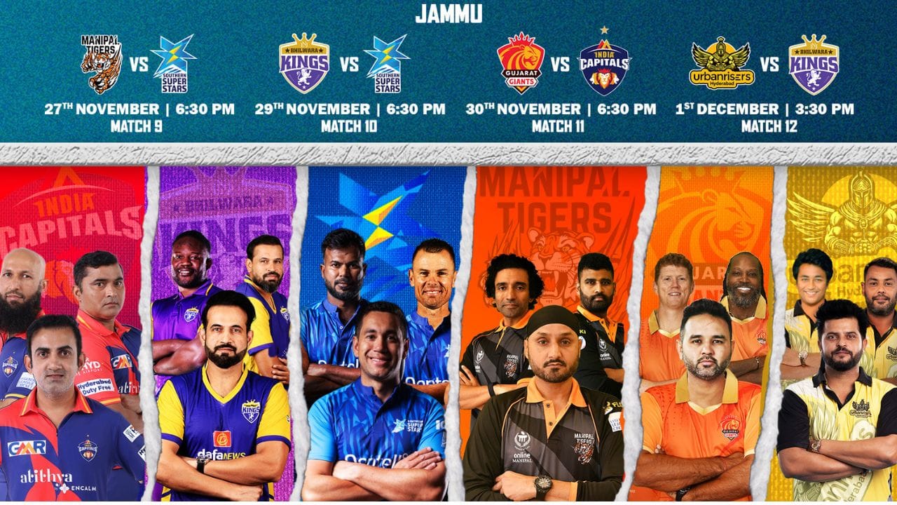 લિજેન્ડ્સ લીગ ક્રિકેટ 2023ની  12મી મેચ મૌલાના આઝાદ ક્રિકેટ સ્ટેડિયમ જમ્મુ અને કાશ્મીરમાં રમાશે. આ મેચનું લાઇવ સ્ટ્રીમિંગ સ્ટાર સ્પોર્ટ્સ નેટવર્ક અને ડિઝની પ્લસ હોટસ્ટાર પર જોઈ શકો છો.આ પ્રથમ વખત હશે જ્યારે અર્બનરાઇઝર્સ હૈદરાબાદ લિજેન્ડ્સ લીગ ક્રિકેટમાં ભીલવાડા કિંગ્સ સામે ટકરાશે.