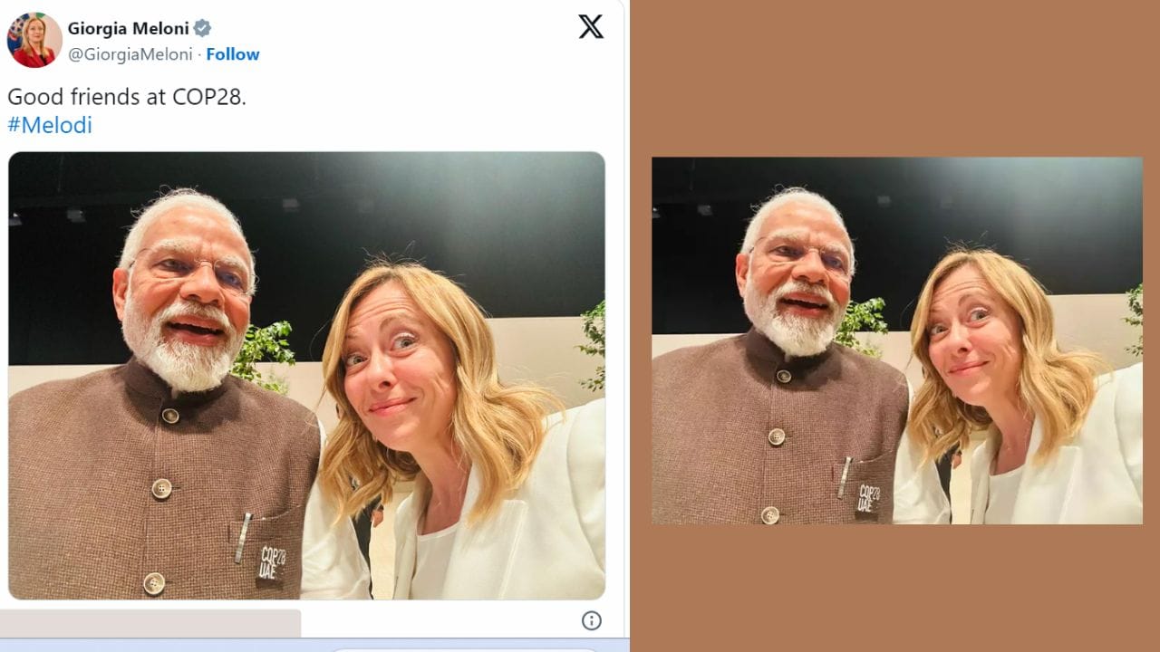 મેલોનીએ લખ્યું, 'COP28 પર સારા મિત્રો' #Melody. ઈટાલીના પીએમએ મોદી અને મેલોનીને જોડીને હેશટેગ મેલોડી બનાવી છે. જેને સોશિયલ મીડિયા યુઝર્સ દ્વારા ખૂબ પસંદ કરવામાં આવી રહ્યું છે. લોકો આ અંગે સતત કોમેન્ટ કરી રહ્યા છે.
