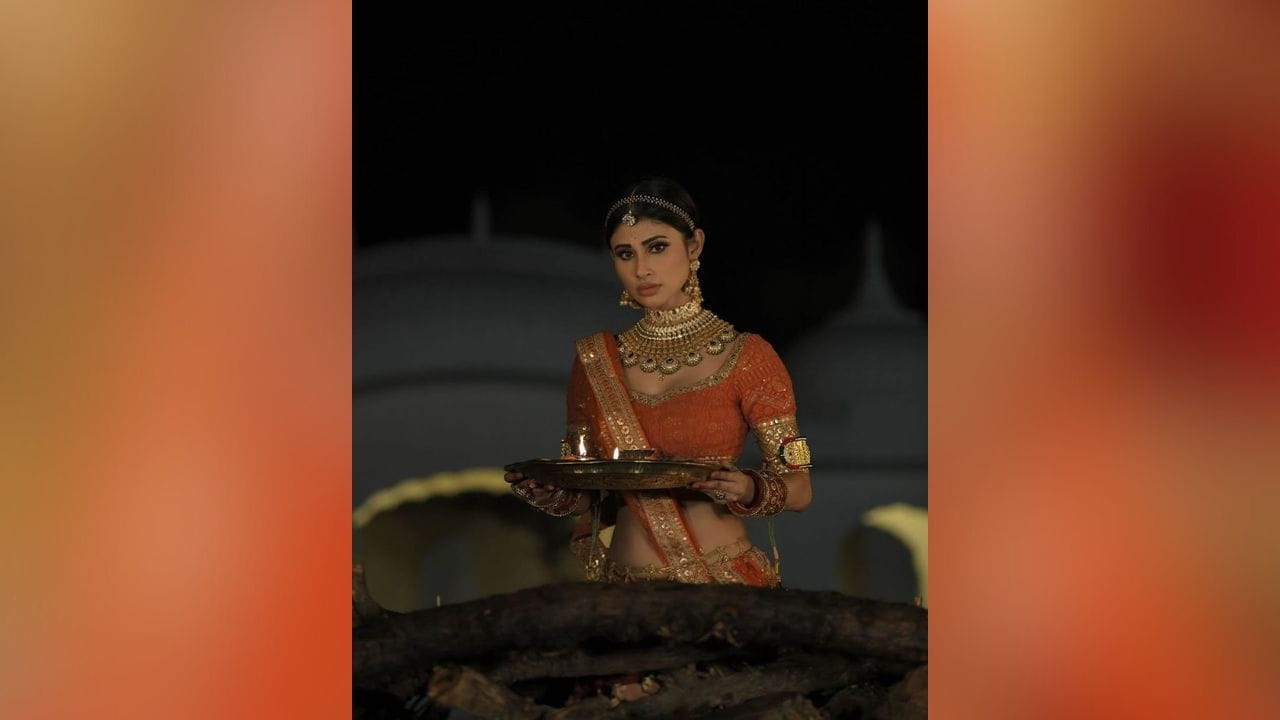 આ તસવીરોમાં મૌની રોય કર્વી ફિગર ફ્લોન્ટ કરતી જોવા મળે છે.  (Image: Instagram)