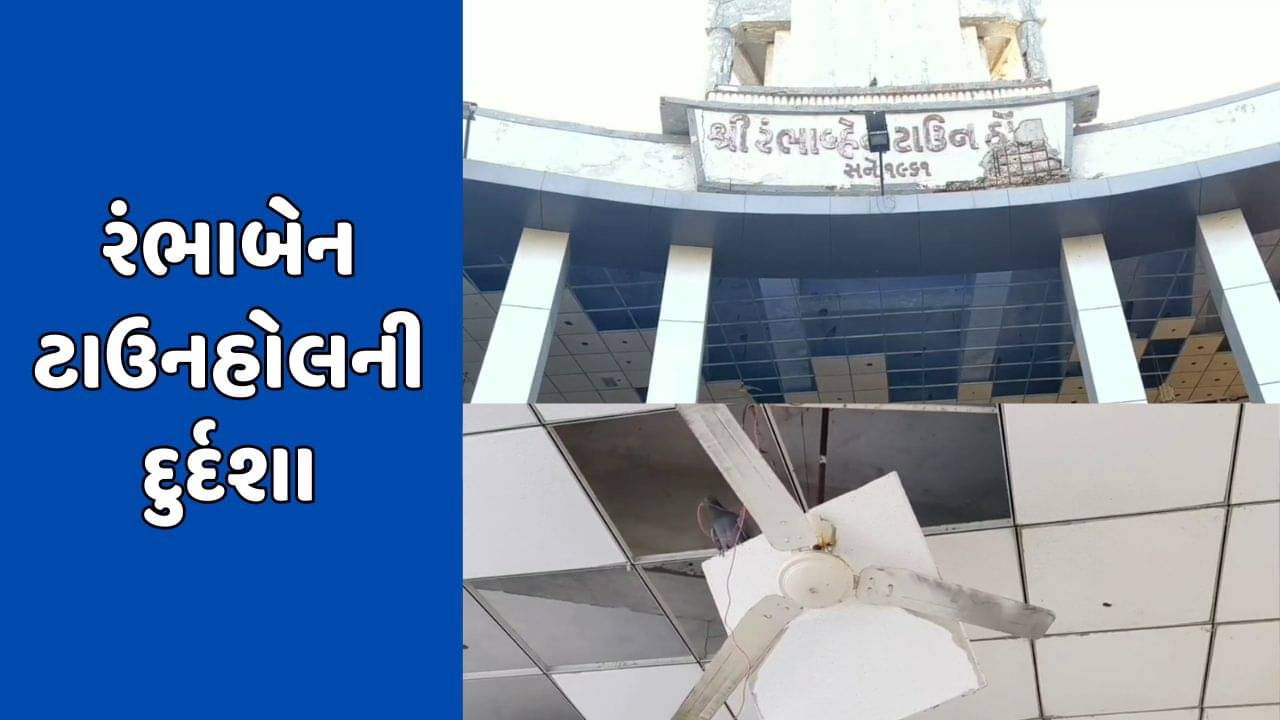 સુરેન્દ્રનગર: જાળવણીના અભાવે ટાઉનહોલ જર્જરિત હાલતમાં, સમારકામનો કરોડોનો ખર્ચ પાણીમાં