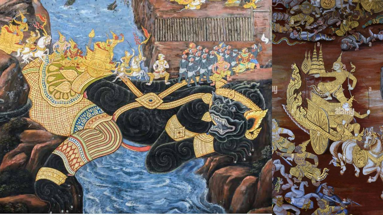 થાઈલેન્ડમાં રામાયણ-રામકિયેન - થાઈલેન્ડમાં, રામાયણને રામકિયેન કહેવામાં આવે છે જે થાઈલેન્ડનું રાષ્ટ્રીય પુસ્તક પણ છે. પ્રારંભિક થાઇલેન્ડની રાજધાનીનું નામ અયુથયા હતું, જેનું નામ શ્રી રામની અયોધ્યાની રાજધાની પરથી રાખવામાં આવ્યું હતું. થાઈલેન્ડમાં રામાયણ અનુસાર, થાઈલેન્ડના રાજાઓ પોતાને શ્રી રામના વંશજ માનતા હતા. થાઈલેન્ડના શાસક રાજવંશને રામા (રામ) કહેવામાં આવે છે.અયુથયા 1939માં નવા નામ થાઈલેન્ડ સાથે બદલાઈ ગયું જેનો અર્થ થાય સ્વતંત્ર દેશ. રામાયણની કથા થાઈલેન્ડમાં ખૂબ જ લોકપ્રિય છે. ખ્રિસ્ત પછીની શરૂઆતની સદીઓમાં, ઘણા રાજાઓને 'રામ' નામ આપવામાં આવ્યું હતું. રામાયણની વિવિધ નાટકીય આવૃત્તિઓ અને રામાયણ પર આધારિત નૃત્યો થાઈલેન્ડ અને દક્ષિણ-પૂર્વ એશિયાના વિવિધ દેશો જેમ કે ઈન્ડોનેશિયા, મલેશિયા, કંબોડિયા વગેરેમાં કરવામાં આવે છે.