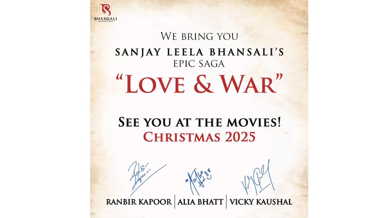 આ પોસ્ટર ભણસાલી પ્રોડક્શન દ્વારા રિલીઝ કરવામાં આવ્યું છે. આ પોસ્ટરમાં રણબીર કપૂર, આલિયા ભટ્ટ અને વિકી કૌશલની સહી છે.