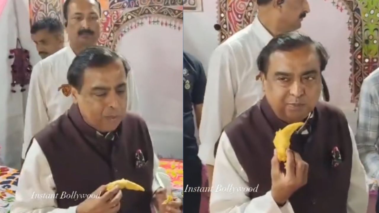 Meanwhile, Mukesh Ambani is also seen eating chilli fritters in a video.