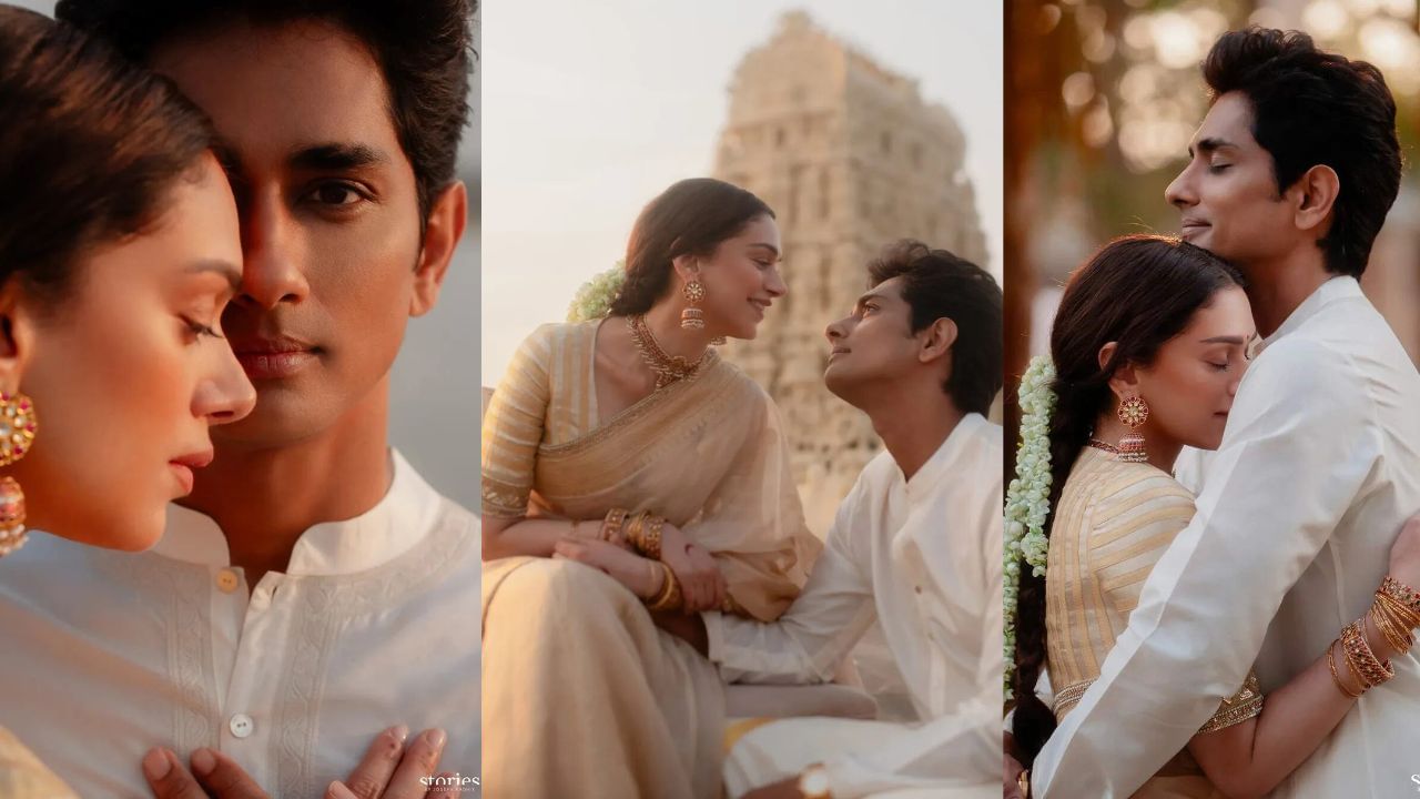 અદિતિ રાવ હૈદરી અને સિદ્ધાર્થે  400 વર્ષ જૂના મંદિરમાં લગ્ન કર્યા છે. અદિતિએ લગ્નના અનેક ફોટો શેર કર્યા છે. આ ફોટોમાં બંનેની રોમેન્ટિક અને હેપ્પી સ્ટાઈલ જોઈ શકાય છે.