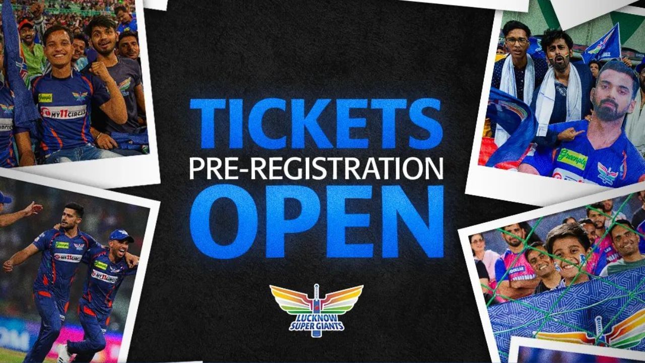 લખનૌ સુપર જાયન્ટ્સ 30 માર્ચે પંજાબ કિંગ્સ અને 7 એપ્રિલે ગુજરાત ટાઇટન્સ સામે ટકરાશે. તેથી આ બે મુકાબલાઓ માટે IPL 2024 ટિકિટનું પ્રી-રજીસ્ટ્રેશન તેમની વેબસાઇટ પર કરી શકાય છે.
