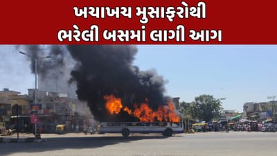 Ahmedabad Video : યાત્રીઓથી ખચોખચ ભરેલી ધોળકા અમદાવાદ ST બસમાં લાગી ભીષણ આગ