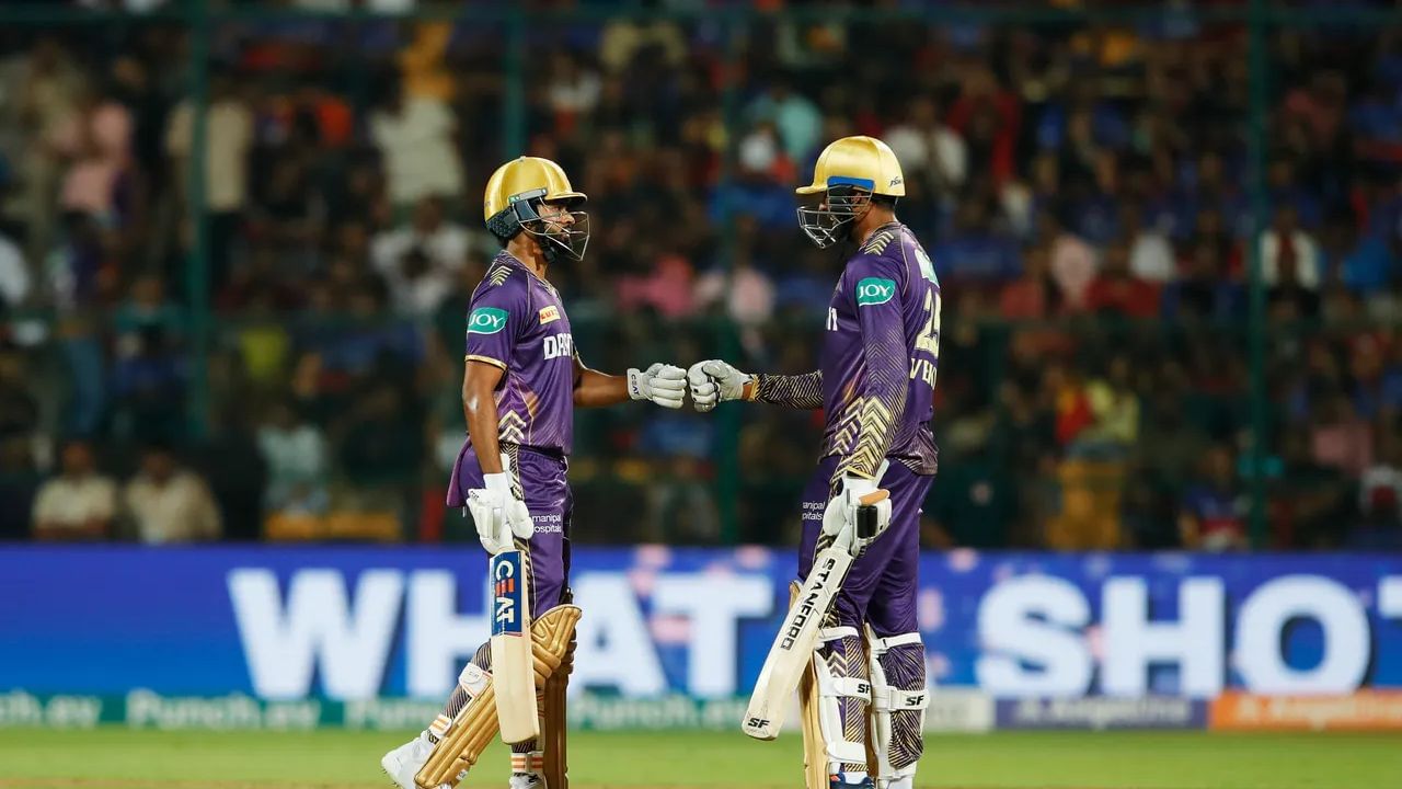 જોકે નરિન ફિફ્ટી બનાવી શક્યો નહોતો અને મયંક ડાગરના હાથે બોલ્ડ થયો હતો. તેણે 22 બોલમાં 5 છગ્ગા અને 2 ચોગ્ગાની મદદથી 47 રન બનાવ્યા હતા. આગળની ઓવરમાં સોલ્ટ 30 રન બનાવીને વિજયકુમારનો શિકાર બન્યો હતો. 9 બોલમાં 2 વિકેટ પડી ગયા બાદ શ્રેયસ અને વેંકટેશ અય્યરે ઇનિંગ સંભાળી હતી. કેપ્ટન શ્રેયસ સંઘર્ષ કરી રહ્યો હતો પરંતુ વેંકટેશે તેની ઈચ્છા મુજબ શોટ રમ્યા હતા. તેણે અલ્ઝારી જોસેફ સામે એક ઓવરમાં 20 રન બનાવ્યા હતા. ત્યારબાદ સિરખ સામેની ઓવરમાં 17 રન બનાવ્યા અને વેંકટેશે 29 બોલમાં પોતાની ફિફ્ટી પૂરી કરી. બંને અય્યરે ત્રીજી વિકેટ માટે 75 રન જોડ્યા હતા. વેંકટેશ 16મી ઓવરના પહેલા બોલ પર આઉટ થયો હતો. આ પછી ટીમને જીતવા માટે માત્ર 16 રનની જરૂર હતી. કેપ્ટન અય્યરે સિક્સર ફટકારીને ટીમને જીત તરફ દોરી હતી. તે 39 રન બનાવીને અણનમ રહ્યો હતો.