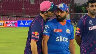 મુંબઈ સામેની મેચ પહેલા રાજસ્થાનના કોચે રોહિત શર્માને કિસ કરવાનો કર્યો પ્રયાસ, જુઓ Video