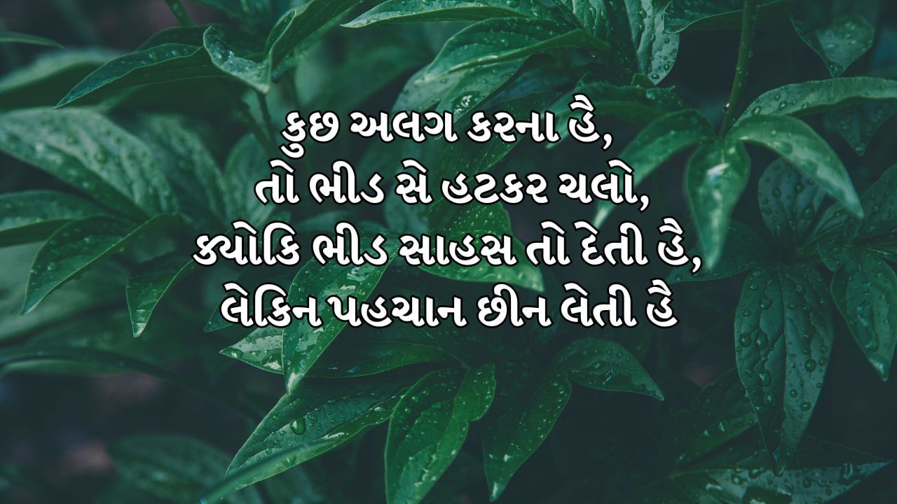 કુછ અલગ કરના હૈ તો ભીડ સે હટકર ચલો, ક્યોકિ ભીડ સાહસ તો દેતી હૈ, લેકિન પહચાન છીન લેતી હૈ 