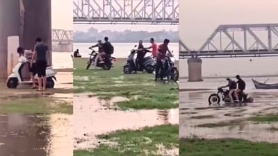 ભરૂચ : નર્મદા કિનારે મોજ માણવા ગયેલા વાહન ચાલકો ભરતીના પાણીમાં ફસાયા, જુઓ વીડિયો