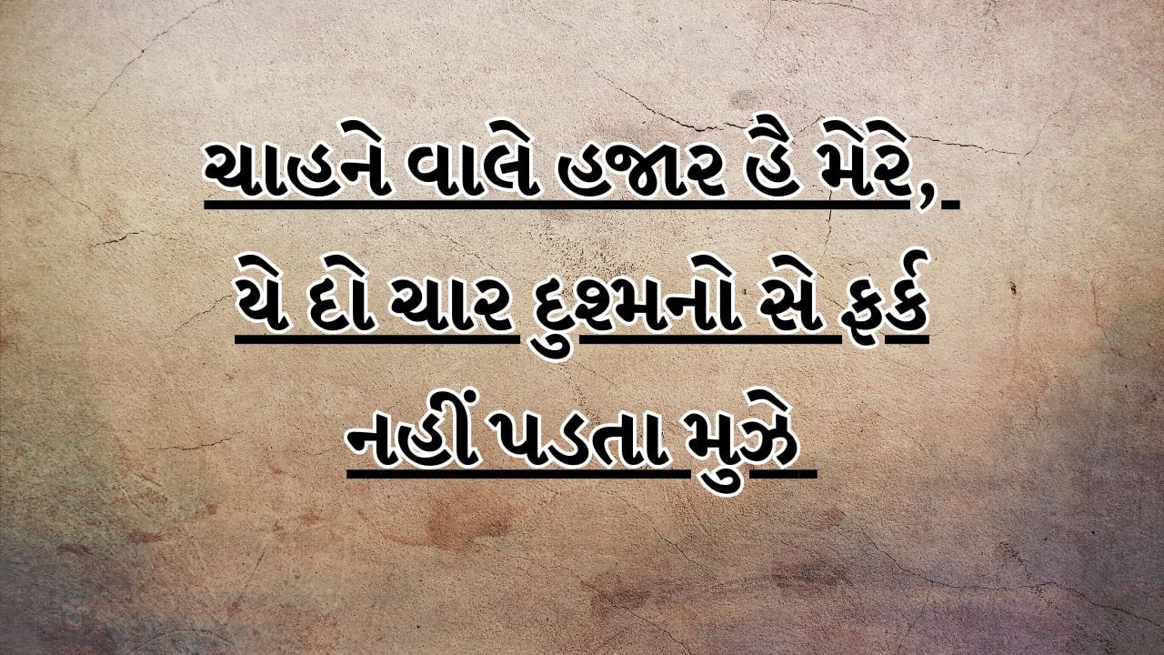 ચાહને વાલે હજાર હૈ મેરે, યે દો ચાર દુશ્મનો સે ફર્ક નહીં પડતા મુઝે 