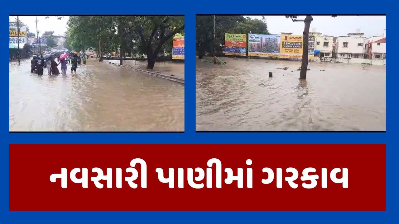 Rain Update : નવસારીમાં સતત બીજા દિવસે ગાજવીજ સાથે વરસ્યો મેહુલો, જુઓ ...