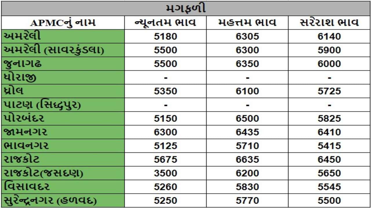 મગફળીના તા.16-07-2024ના રોજ APMCના ભાવ રૂ.3500 થી 6635 રહ્યા.