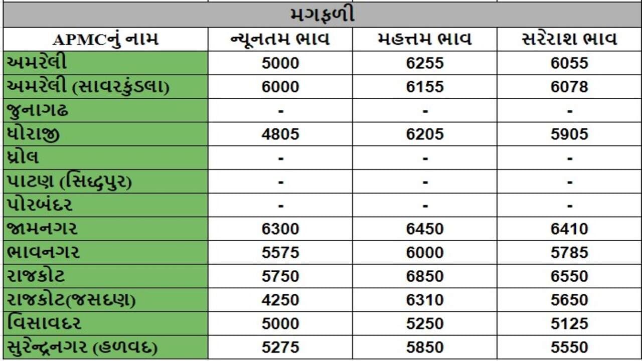 મગફળીના તા.24-07-2024ના રોજ APMCના ભાવ રૂ.4250 થી 6850 રહ્યા.