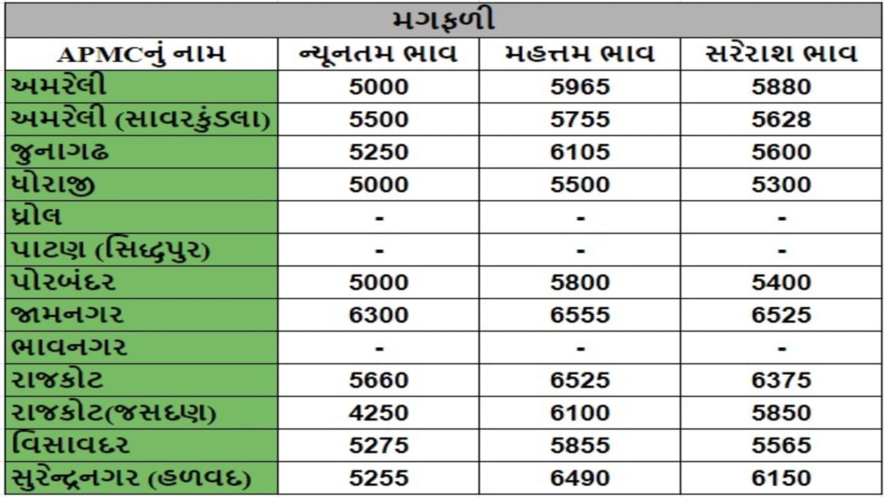 મગફળીના તા.09-07-2024ના રોજ APMCના ભાવ રૂ.4250 થી 6555 રહ્યા.