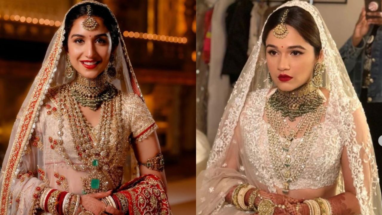 Let us tell you that Radhika's polki jewelry was worn by her sister Anjali Merchant in her wedding and Radhika has repeated the same jewelry in her wedding.