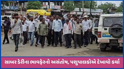 સાબરડેરી દ્વારા ચુકવવામાં આવતા ભાવફેરના મામલે પશુપાલકોનો વિરોધ, જુઓ વીડિયો