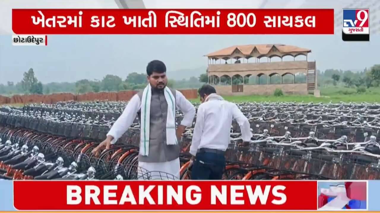 છોટા ઉદેપુરના ખેતરમાં સરકારી યોજનાની 800 સાયકલો કાટ ખાઈ રહી છે, જુઓ વીડિયો