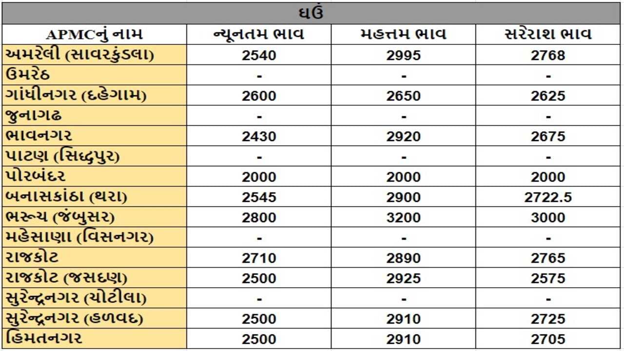 ઘઉંના તા.16-08-2024ના રોજ APMCના ભાવ રૂ.2000 થી 3200 રહ્યા.