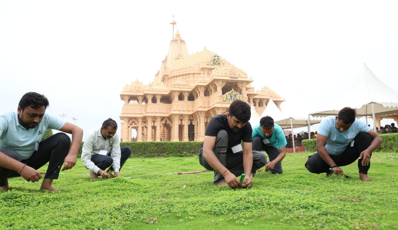 બીજા દિવસે તેઓ સોમનાથ મહાદેવની ધ્વજાપુજા અને ધ્વજારોહણ કરી પરત ફરે છે. આ ક્રમ 13-વર્ષથી સતત ચાલી રહ્યો છે, આ વર્ષે સ્વયંસેવકો હર્ષોલ્લાસ અને ઉત્સાહભેર સફાઇમાં જોડાયા હતા. સાંજ સુધીમાં શ્રી સોમનાથ મંદિર, ભાલકા તીર્થ, ગોલોકધામ સહિત તીર્થના અનેકવિધ મંદિરો સ્વચ્છ કર્યા હતા.